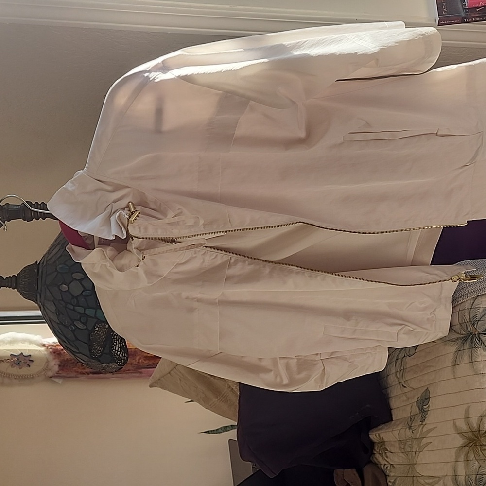 Women's cute satin like off white short jacket with crop sleeves